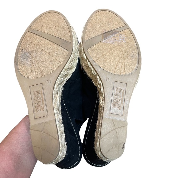 BRASH NWT Black Open-Toe Slingback Wedge Heel Shoes Size 11 - Picture 10 of 15